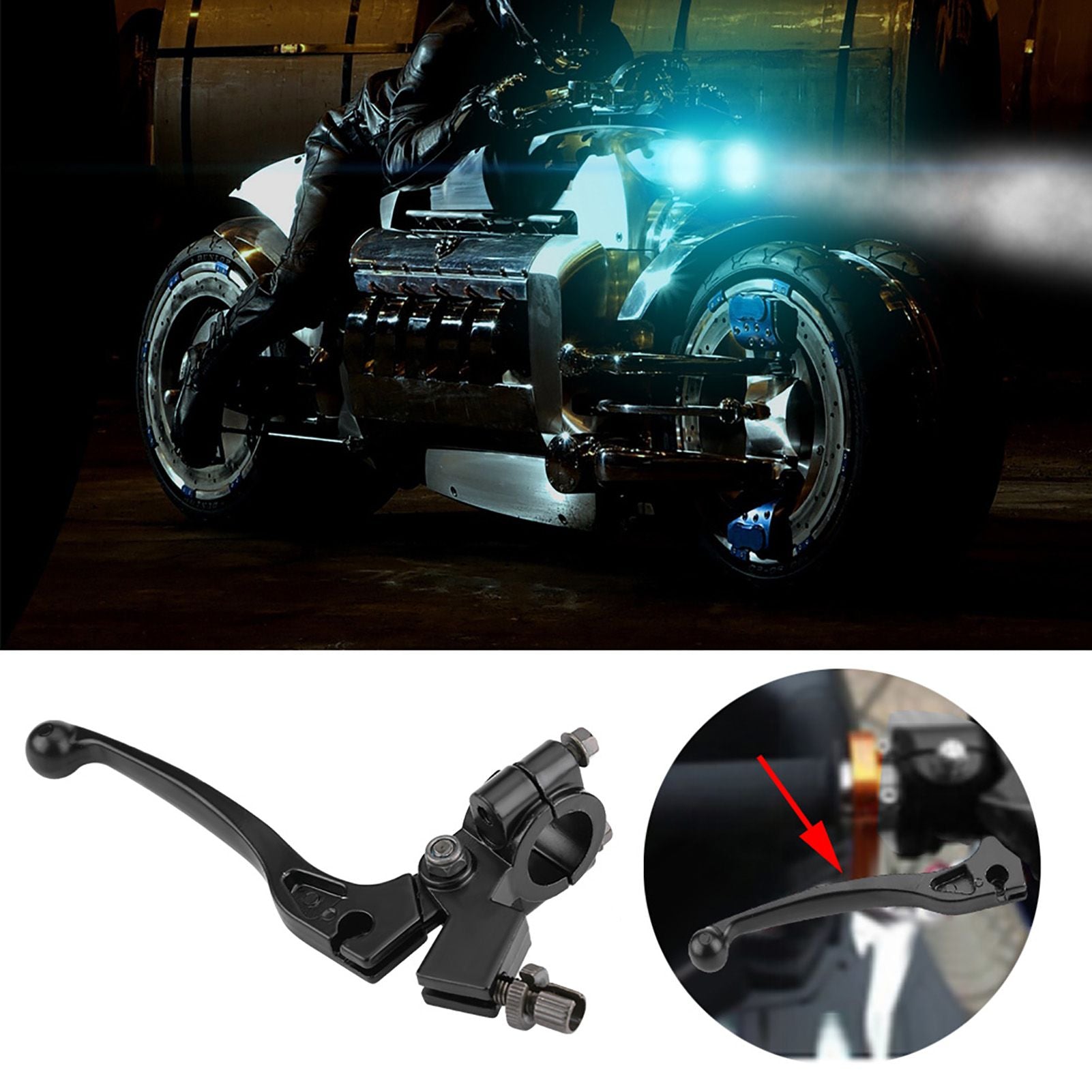 Foldable Clutch Lever with Bracket for 50cc-125cc Dirt Pit Bike, 22mm 7/8in Handlebar, 8mm Cable Housing Fitting