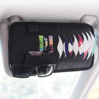 Car Sun Visor Organiser, CD/DVD Holder Storage Bag with Wallet Clip and Glasses Holder for Cards Documents and Small Items