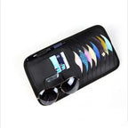 Car Sun Visor Organiser, CD/DVD Holder Storage Bag with Wallet Clip and Glasses Holder for Cards Documents and Small Items