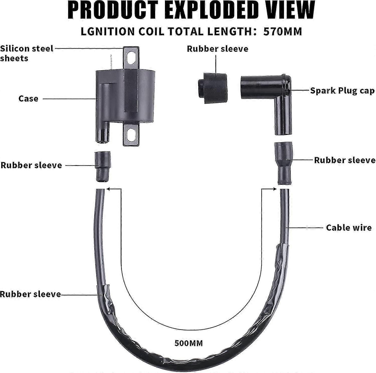 Ignition Coil Compatible with Yamaha PW50 PW80 1981-2009, 45mm Hole Spacing 90 Degree Angle Replacement Coil Module
