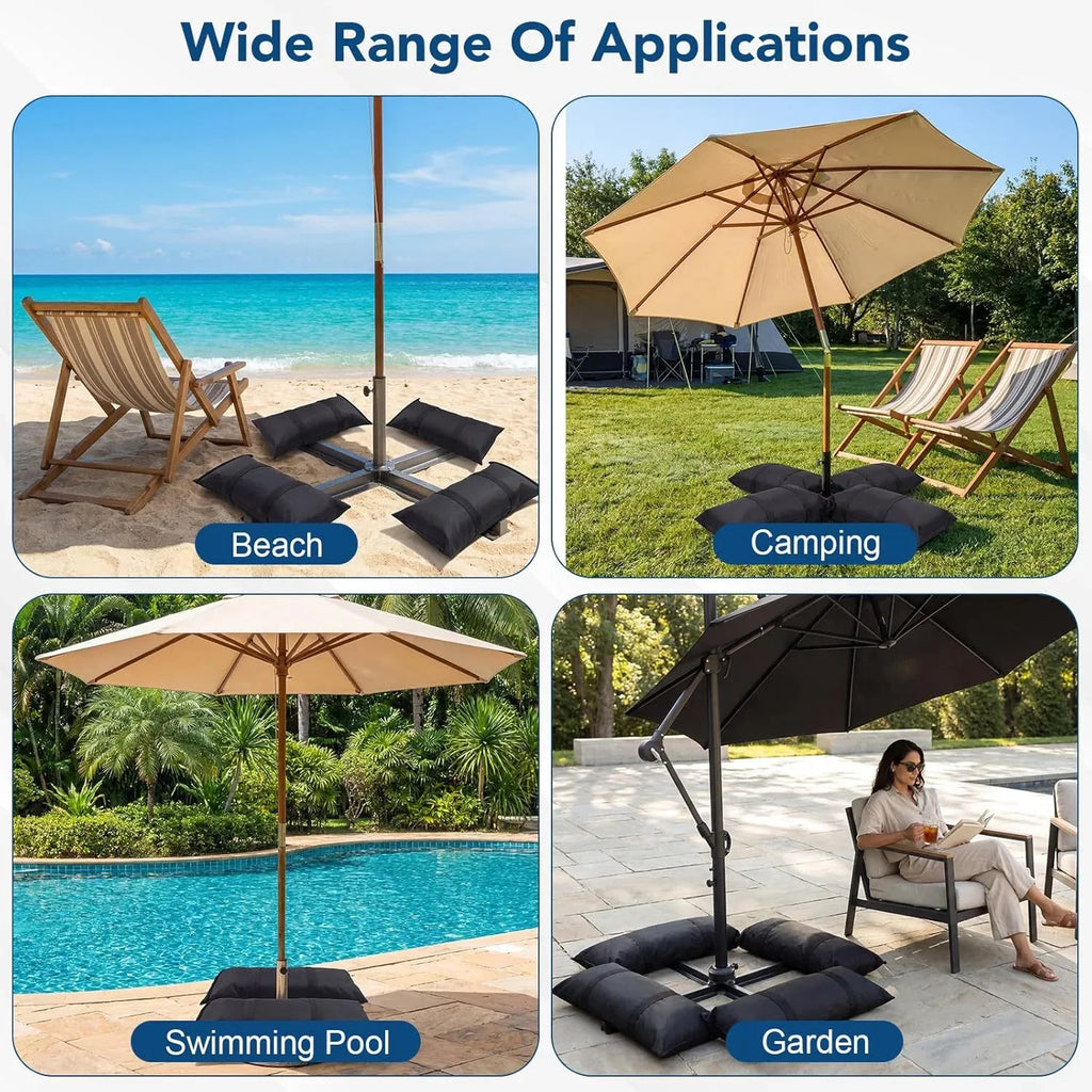 Umbrella Base Weights, 2 Pack Fillable Heavy Duty Weatherproof Sandbags for Cantilever Patio Umbrella, 100 LBS, Black