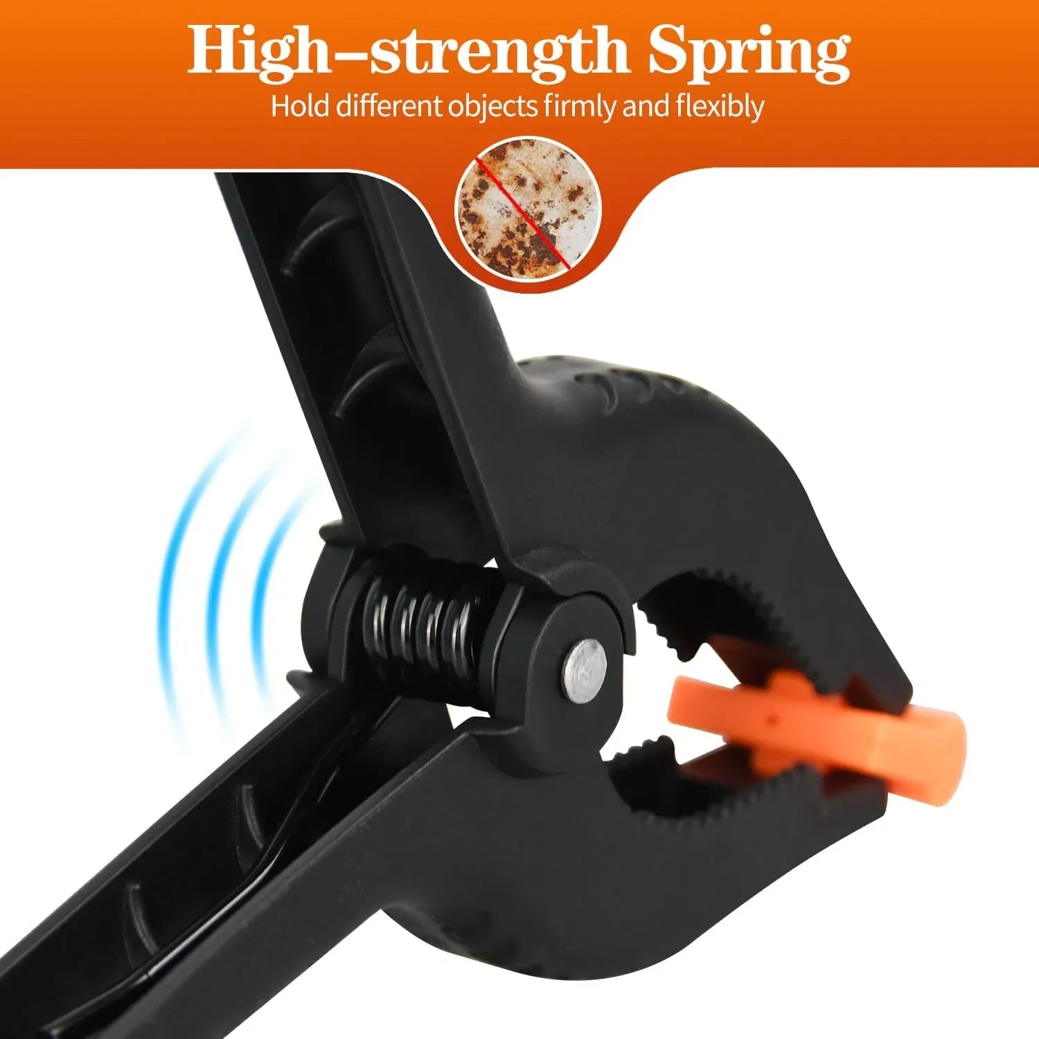Plastic Spring Clamps Heavy Duty 6 Inch Backdrop Clips for Woodworking and Photography, Black, 12 Pack, Durable Plastic Construction