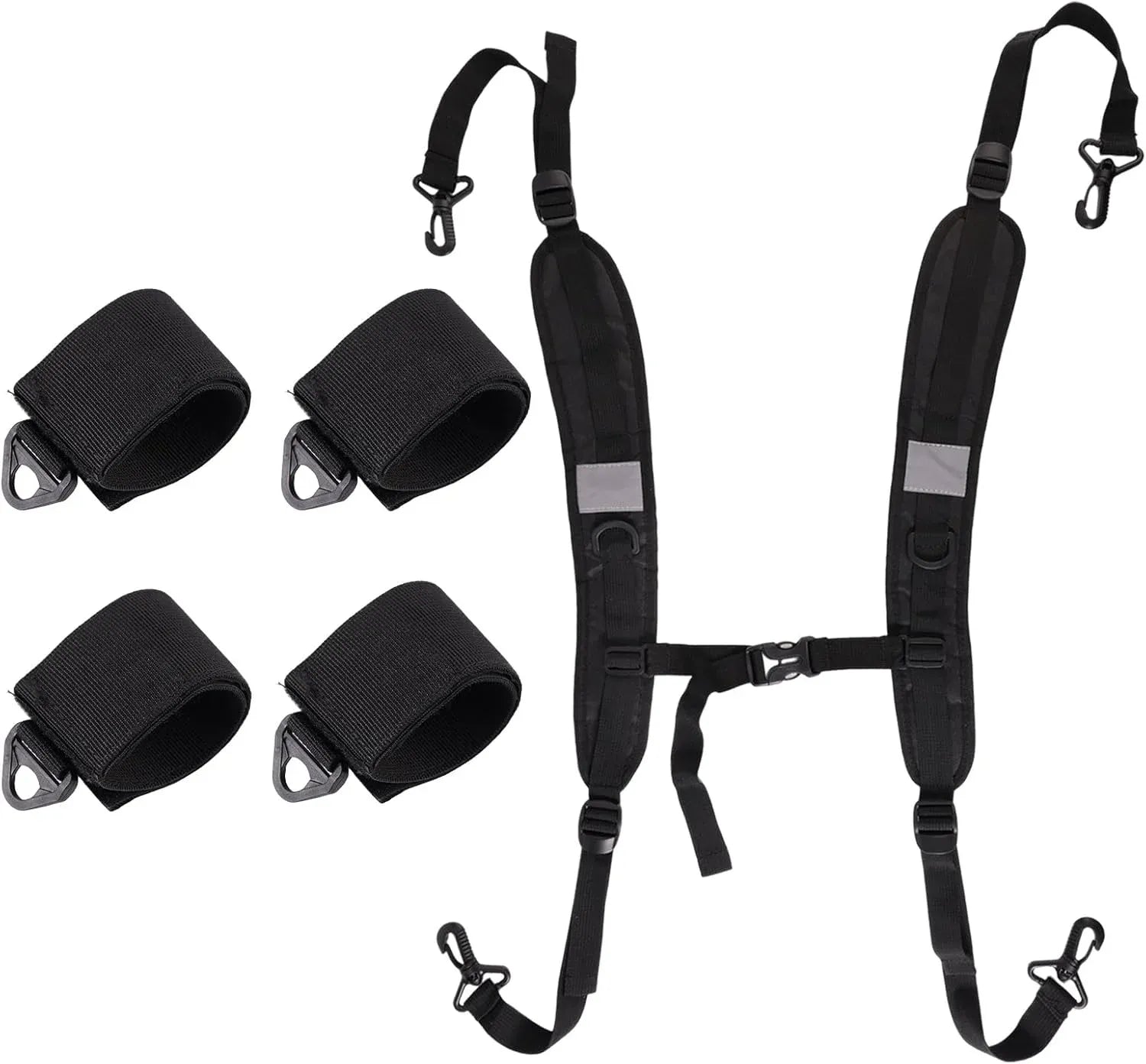 Adjustable Beach Chair Backpack Straps, Replacement Shoulder Carry Bands for Folding Beds, Backpacks and Outdoor Gear, Black