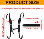 Adjustable Beach Chair Backpack Straps, Replacement Shoulder Carry Bands for Folding Beds, Backpacks and Outdoor Gear, Black