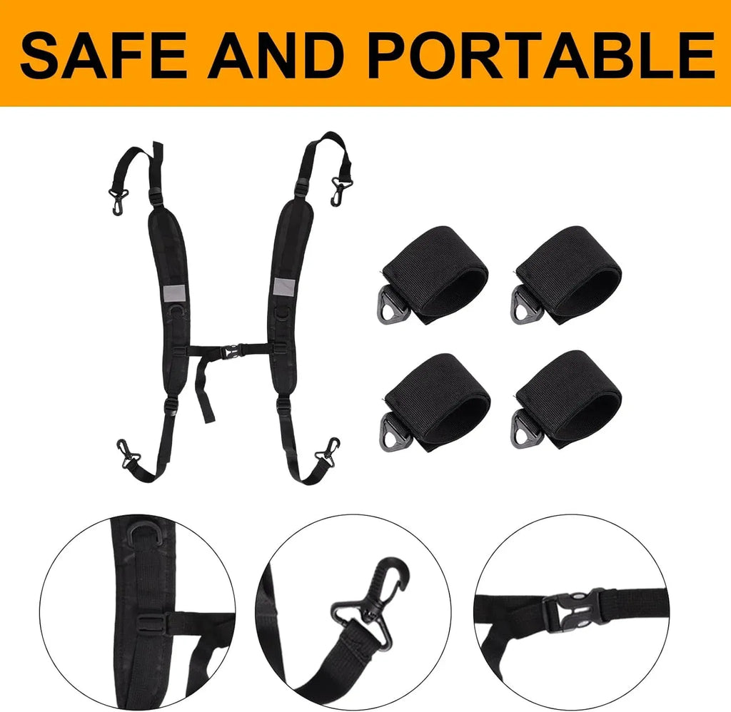 Adjustable Beach Chair Backpack Straps, Replacement Shoulder Carry Bands for Folding Beds, Backpacks and Outdoor Gear, Black