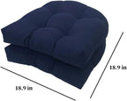 2 Pack Outdoor Chair Seat Cushions, Waterproof Thick Tufted U Shaped Patio Furniture Cushions, 18x18, Navy Blue