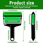3 In 1 Pet Hair Remover, Reusable Washable Silicone Lint Roller for Couches Carpets and Clothing, Green Black, Daily Comfort Use