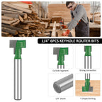 Keyhole Router Bits Set, 1/4 Inch Shank T Slot Milling Cutters for Woodworking, 6 Piece Set, Practical Everyday Use