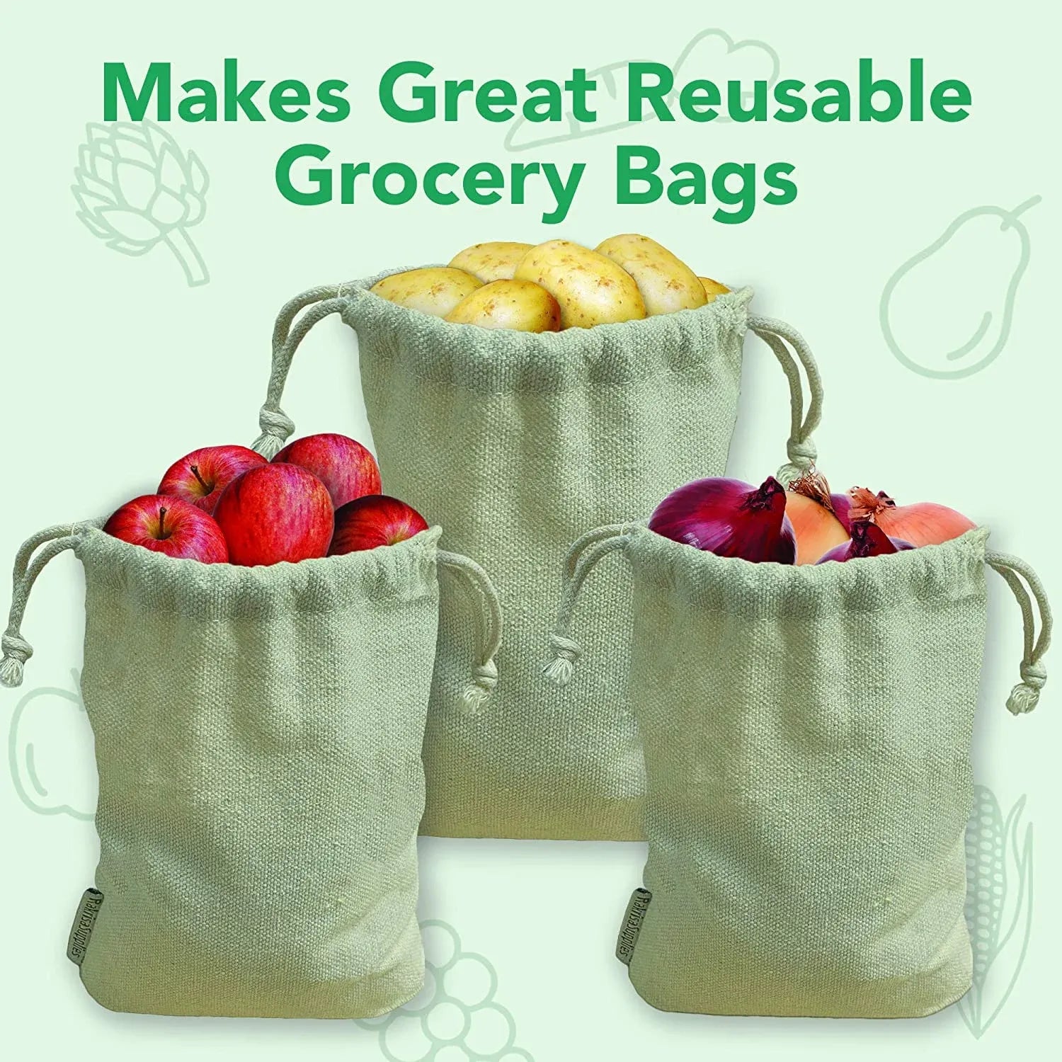 Cotton Drawstring Bags, Heavy Duty Reusable Muslin Storage Bags for Organizing and Gift Packing, 12 Pack 8 x 10 Inch, Natural