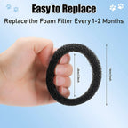 Pet Fountain Foam Filters, 16 Pack Round Sponge Replacement Filters for 2.5L 84 oz Stainless Steel Cat Fountain, Black
