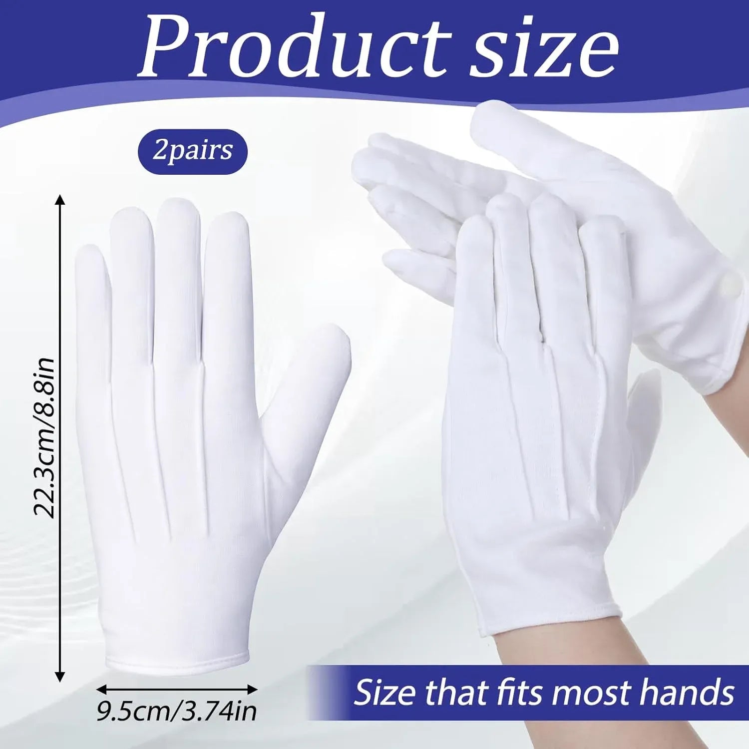 White Dress Gloves 2 Pairs Soft High Elasticity Uniform Gloves for Church Usher Funeral Parade Men Women, Practical Everyday Use