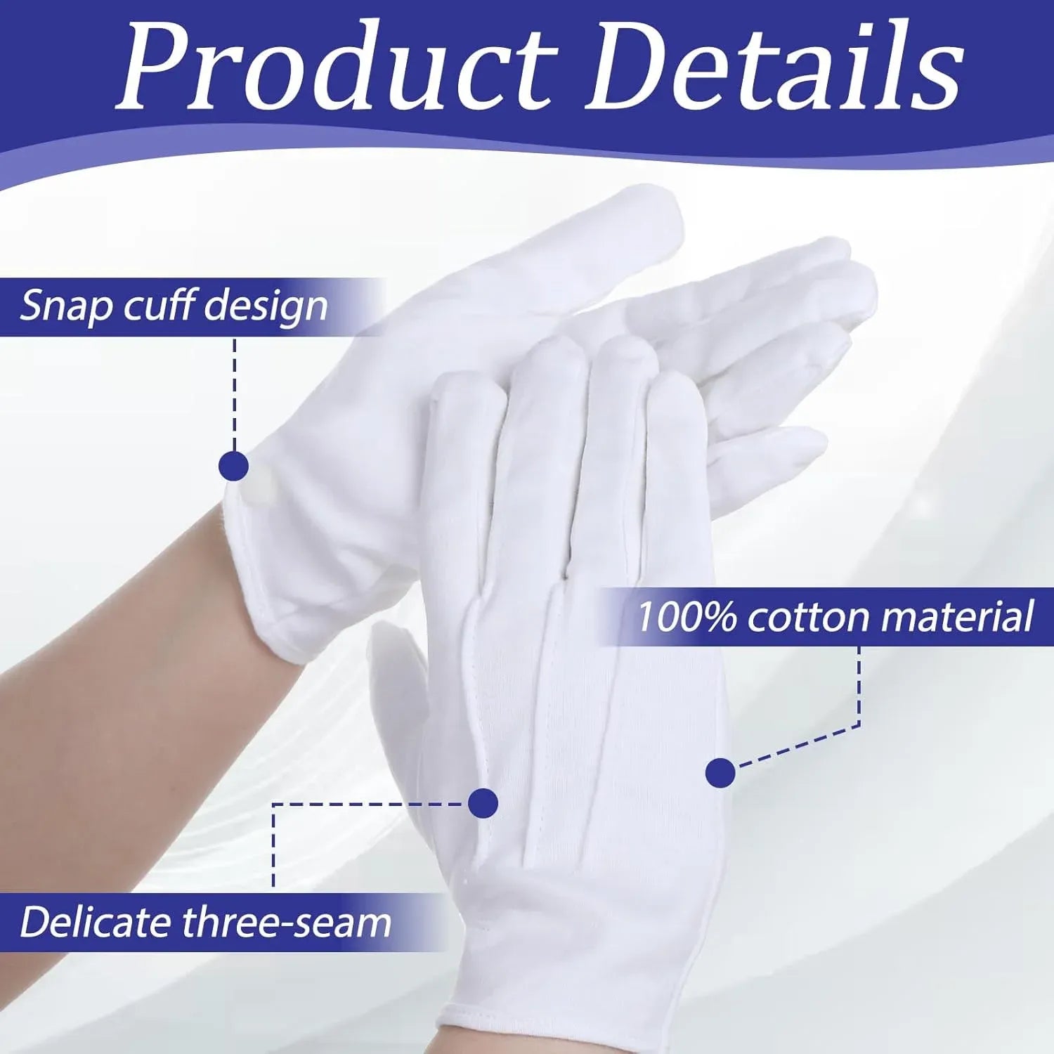 White Dress Gloves 2 Pairs Soft High Elasticity Uniform Gloves for Church Usher Funeral Parade Men Women, Practical Everyday Use