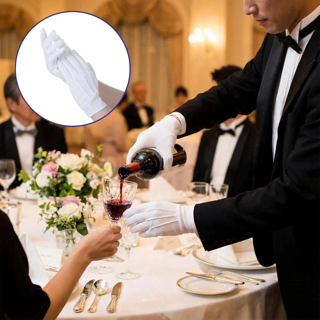 White Dress Gloves 2 Pairs Soft High Elasticity Uniform Gloves for Church Usher Funeral Parade Men Women, Practical Everyday Use