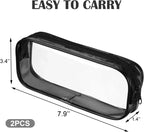2 Pcs Clear Zipper Makeup Brush Bags Multi Use Toiletry Cosmetic Pouches for Travel and Luggage, Black and White