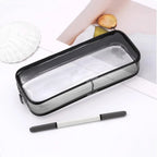 2 Pcs Clear Zipper Makeup Brush Bags Multi Use Toiletry Cosmetic Pouches for Travel and Luggage, Black and White