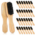 30 Pack Boar Bristle Hair Brush, 100% Soft Natural Bristles, Wooden Handle, for Women Men Thick Fine Hair, Smooth Flyaways