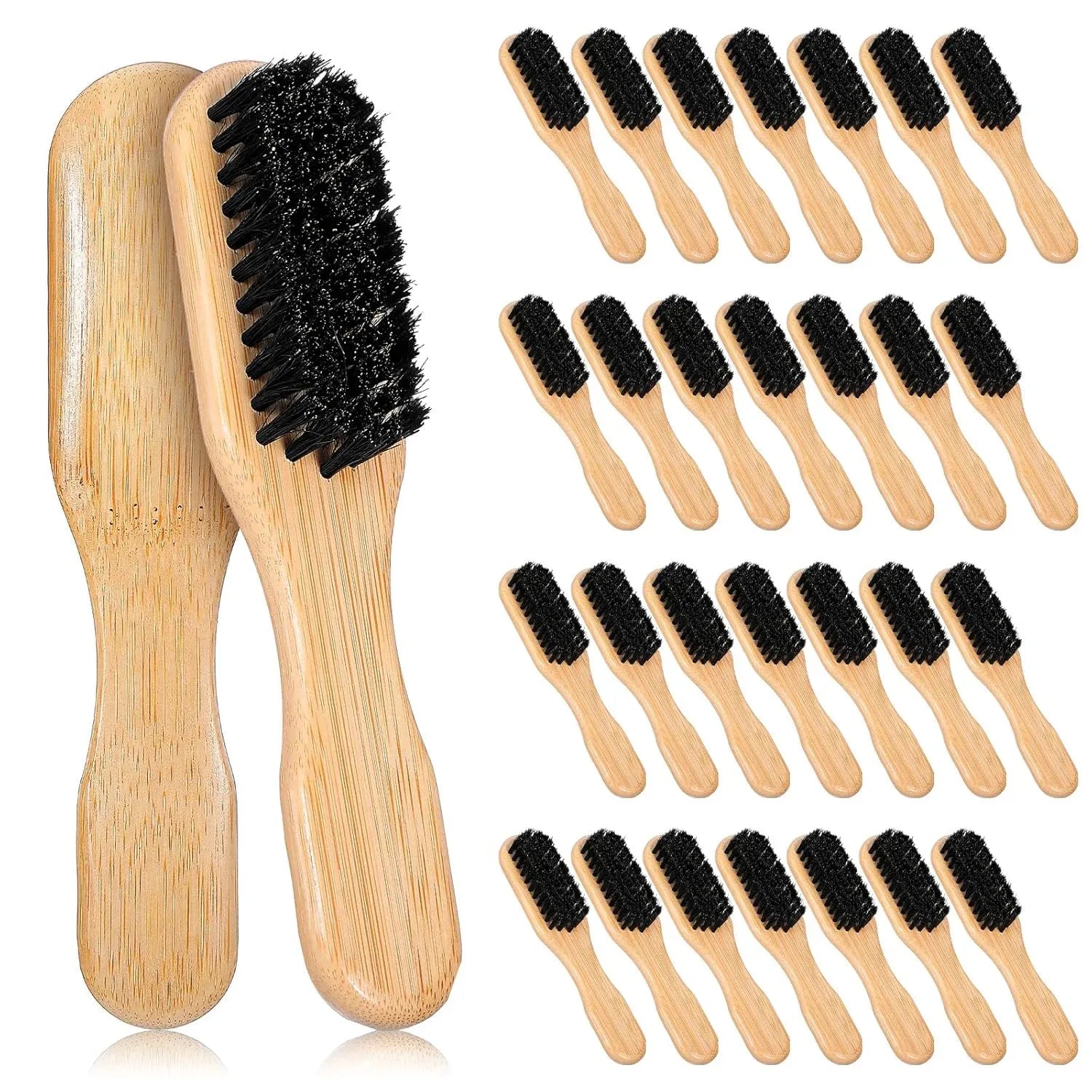 30 Pack Boar Bristle Hair Brush, 100% Soft Natural Bristles, Wooden Handle, for Women Men Thick Fine Hair, Smooth Flyaways