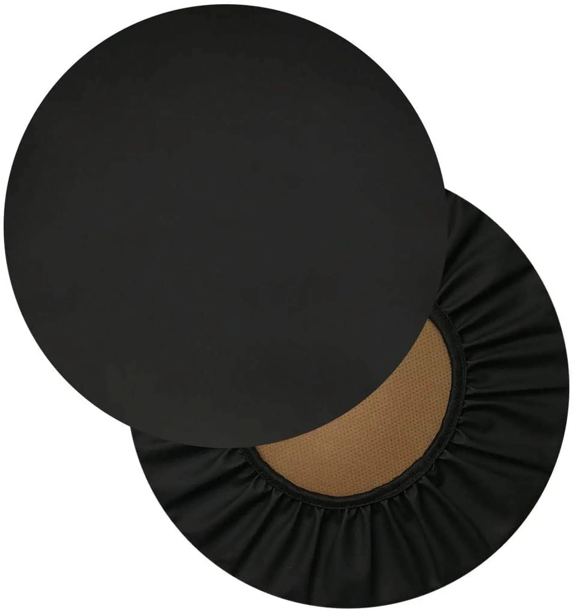 Round Bar Stool Covers 2 Pack Waterproof Faux Leather Anti Slip Slipcovers for Coffee Shop Bar Stools, 16 in/40 cm Size, Black