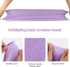 2 Pcs Exfoliating Back Scrubber Towel with Handles, Nylon Body Washcloth for Shower, Men Women, Purple, Daily Comfort Use