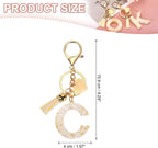 Initial Letter Keychain with Tassel and Lobster Clasp for Bag Purse Keys, Cream Gold C, Letter C Option, Daily Comfort Use