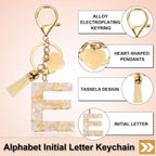 Initial Letter Keychain with Tassel and Lobster Clasp for Bags Keys and Gifts, Cream Gold E, Letter E Option, Daily Comfort Use