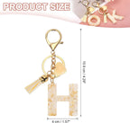 Initial H Letter Keychain with Tassel Charm for Keys Bag Purse Accessories, Cream and Gold, Daily Comfort Use, for Men Women and Everyday Wear