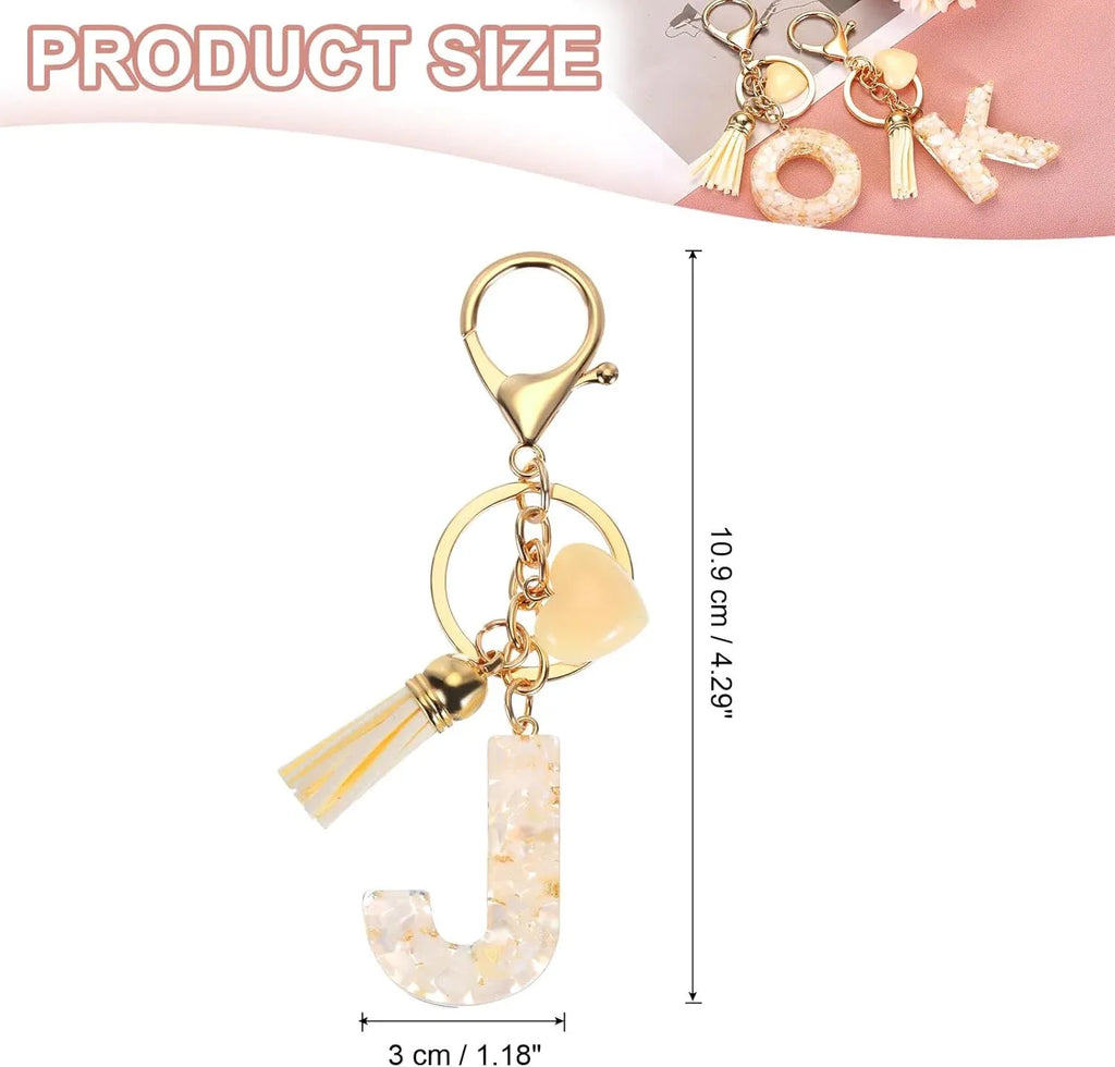 Initial Letter Keychain Charm with Tassel and Lobster Clasp for Bags and Keys Gold J, Letter J Option, Daily Comfort Use