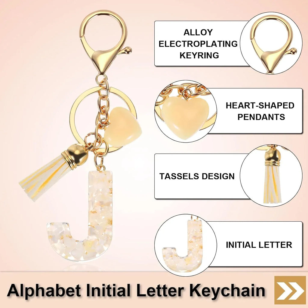 Initial Letter Keychain Charm with Tassel and Lobster Clasp for Bags and Keys Gold J, Letter J Option, Daily Comfort Use