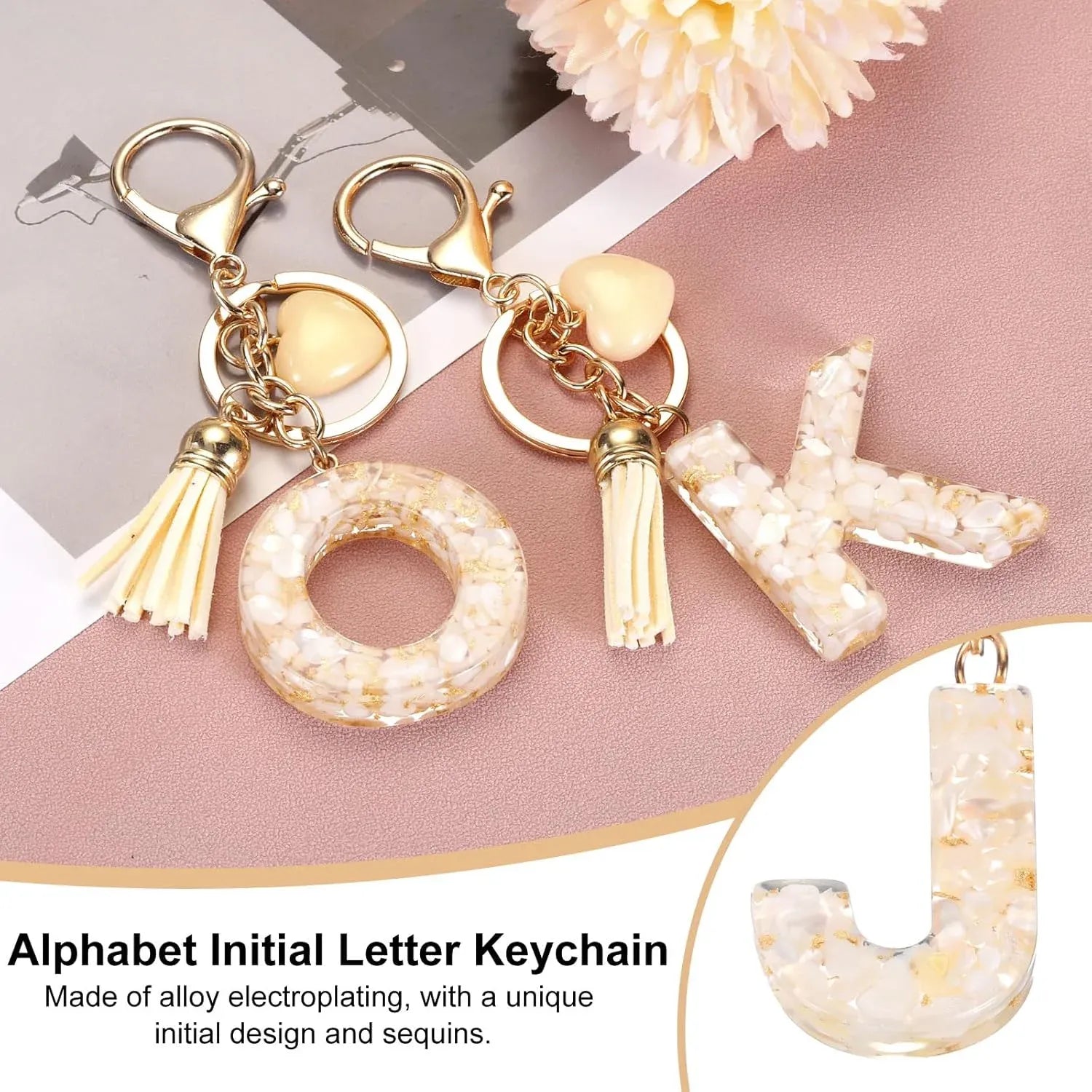 Initial Letter Keychain Charm with Tassel and Lobster Clasp for Bags and Keys Gold J, Letter J Option, Daily Comfort Use