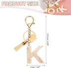 Letter K Keychain Charm with Tassel and Marbled Pendant for Bag Purse Keys, Cream Gold, Daily Comfort Use, for Men Women and Everyday Wear