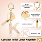 Letter K Keychain Charm with Tassel and Marbled Pendant for Bag Purse Keys, Cream Gold, Daily Comfort Use, for Men Women and Everyday Wear