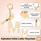 Initial Letter Keychain with Tassel and Gold Tone Clasp for Bags and Keys Cream Gold M, Letter M Option, Daily Comfort Use
