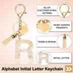 Letter R Keychain with Tassel and Gold Tone Clasp for Bags and Keys Cream White, Daily Comfort Use, for Men Women and Everyday Wear