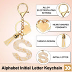 Initial Letter Keychain Charm, Resin Tassel Bag Pendant for Keys Handbag Backpack, Cream Gold S, Letter S Option