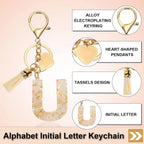Letter U Keychain with Tassel and Lobster Clasp for Bag Purse Keys, Cream Gold, Daily Comfort Use, for Men Women and Everyday Wear