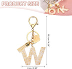 Letter W Initial Keychain with Tassel and Bead Charm for Women Girls Handbag Keys Accessory Gold Tone, Daily Comfort Use