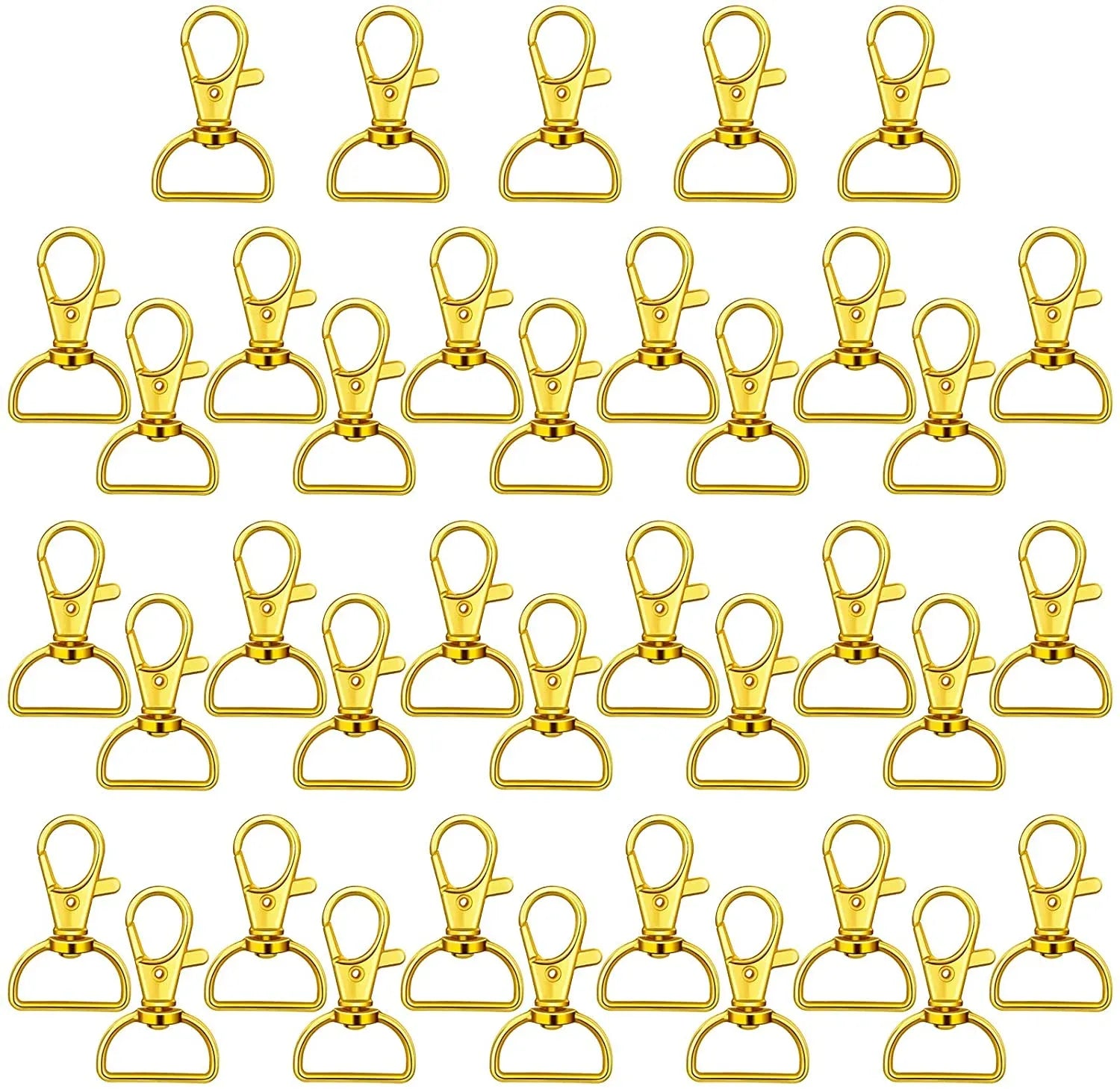 Swivel Snap Hooks with 1 Inch D Ring Lobster Clasps for Tactical Gear and Dog Leashes, 35 Pcs, 25mm, Daily Comfort Use
