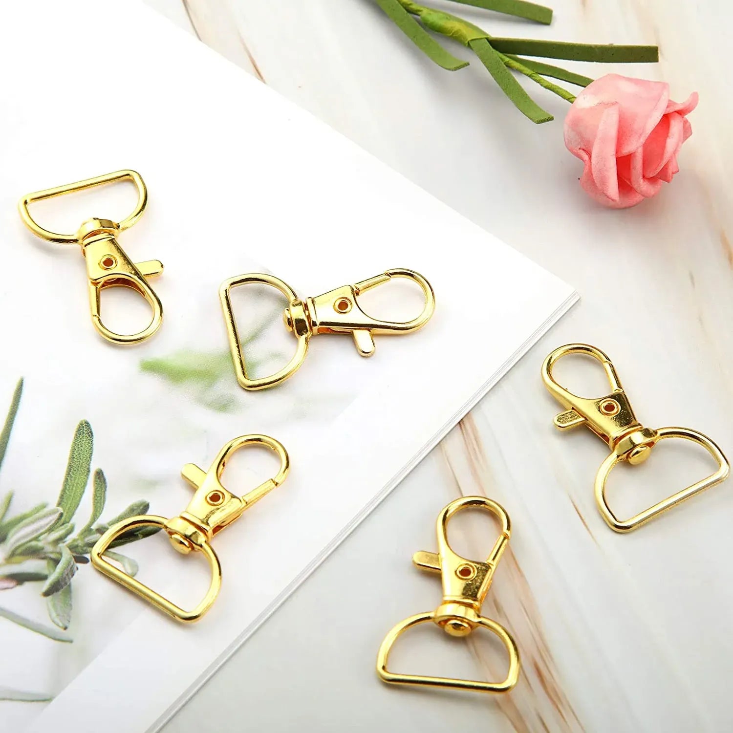 Swivel Snap Hooks with 1 Inch D Ring Lobster Clasps for Tactical Gear and Dog Leashes, 35 Pcs, 25mm, Daily Comfort Use
