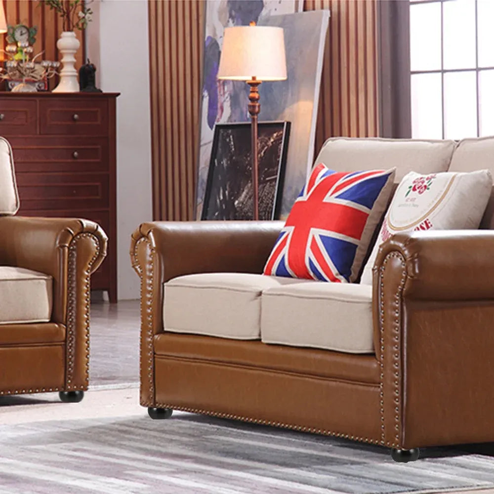 4 Pcs Solid Wood Furniture Legs Round Bun Feet Replacement for Sofa Couch Chair Black 2 Inch, Replacement Use, Daily Comfort Use