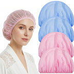 4 Pack Mesh Sleep Bonnets for Women, Elastic Hair Nets for Sleeping and Hair Drying, Colorful, Pink/Blue, Daily Comfort Use