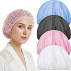 4 PCS Mesh Sleep Bonnets for Women, Elastic Hair Nets for Sleeping and Hair Drying, Colorful Sleeping Caps, Pink/Blue/White/Black