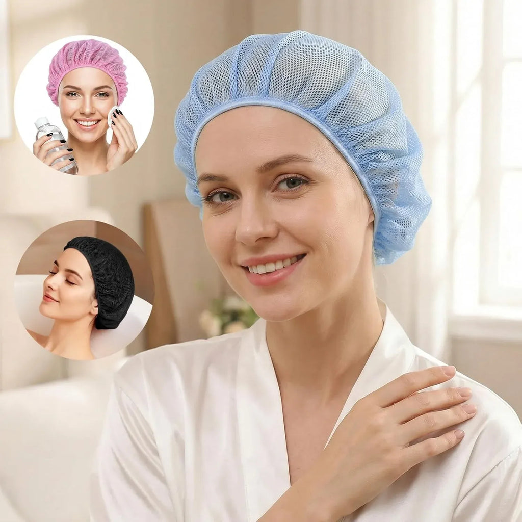 4 PCS Mesh Sleep Bonnets for Women, Elastic Hair Nets for Sleeping and Hair Drying, Colorful Sleeping Caps, Pink/Blue/White/Black