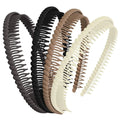 4 Pcs Plastic Headbands with Teeth, Non Slip Comfortable Hair Bands for Women, Home and Commuting, Neutral Colors