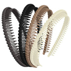 4 Pcs Plastic Headbands with Teeth, Non Slip Comfortable Hair Bands for Women, Home and Commuting, Neutral Colors