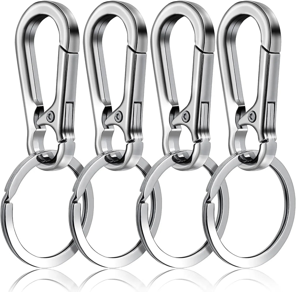 4 Pack Pet ID Tag Clips, Heavy Duty Stainless Steel Key Ring Hooks for Dog Cat Collars and Harnesses, Silver, Stainless Steel Construction