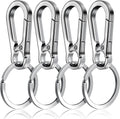 4 Pack Pet ID Tag Clips, Heavy Duty Stainless Steel Key Ring Hooks for Dog Cat Collars and Harnesses, Silver, Stainless Steel Construction