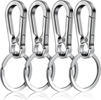 4 Pack Pet ID Tag Clips, Heavy Duty Stainless Steel Key Ring Hooks for Dog Cat Collars and Harnesses, Silver, Stainless Steel Construction