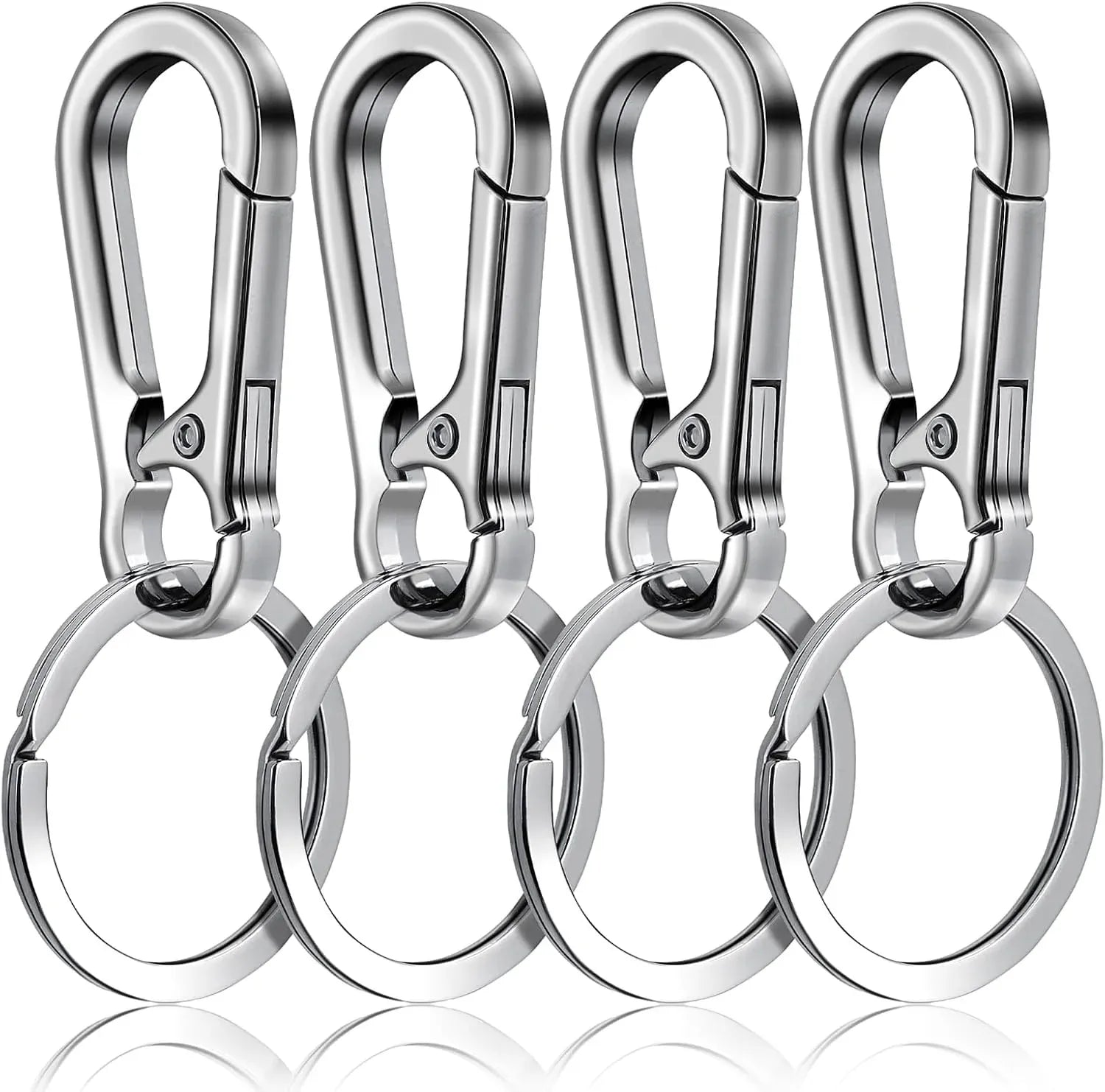 4 Pack Pet ID Tag Clips, Heavy Duty Stainless Steel Key Ring Hooks for Dog Cat Collars and Harnesses, Silver, Stainless Steel Construction