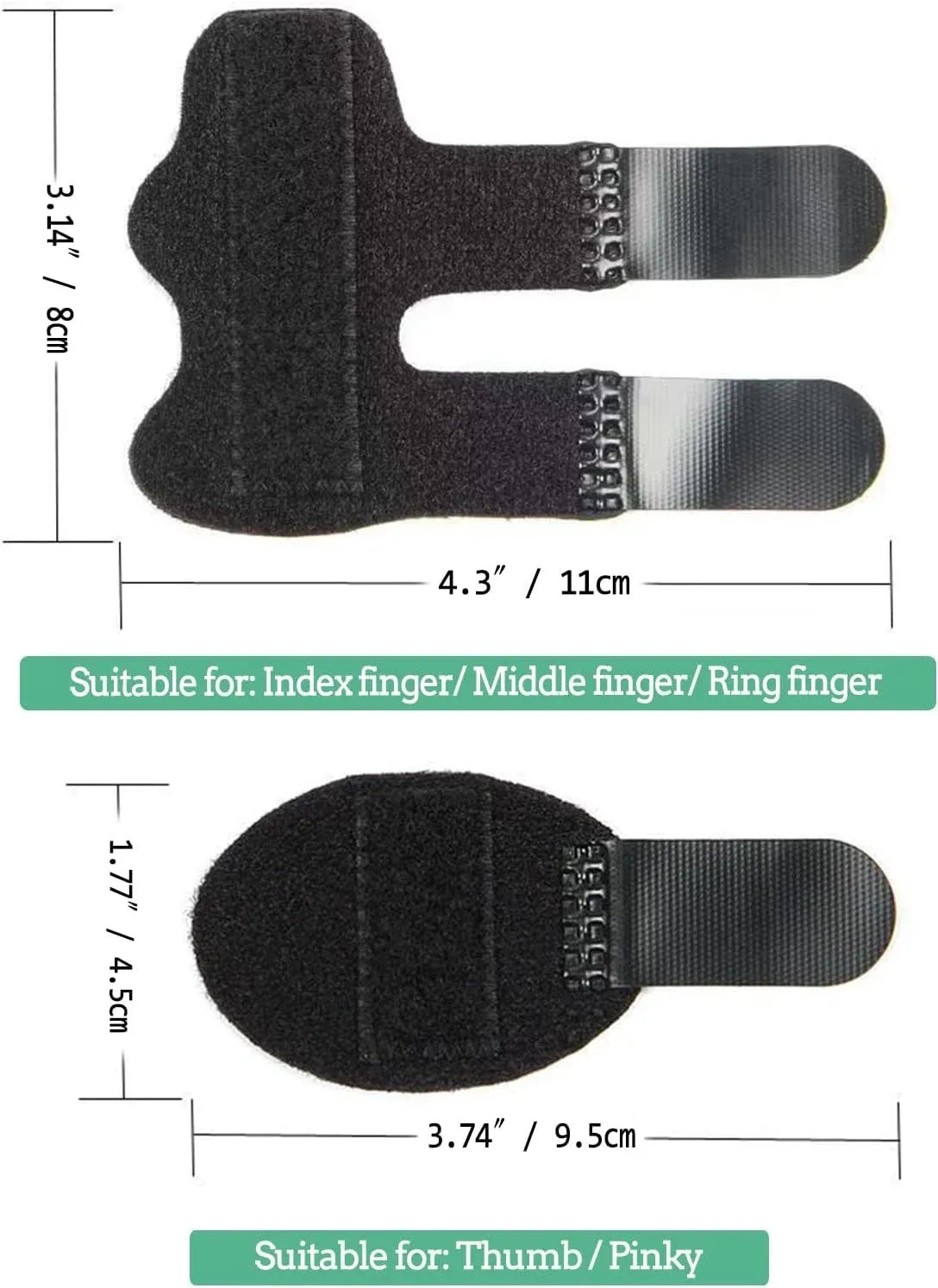 5 Pcs Trigger Finger Splint Set, Adjustable Knuckle Immobilizer and Straightening Support for Arthritis Relief, Black