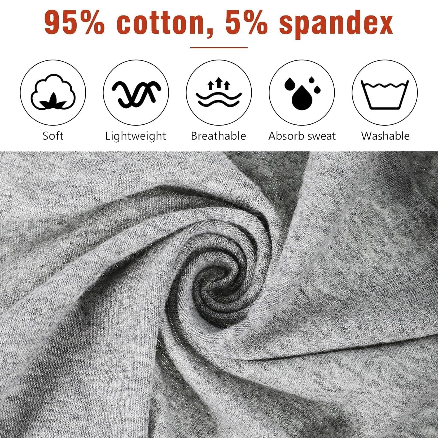 6 Pack Cotton Stretchy Wide Headbands for Women and Girls, Workout Yoga Hair Bands, 4.7 Inch Width, Daily Comfort Use